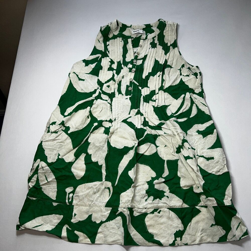 green white floral botanical pattern summer casual shorts women size PL